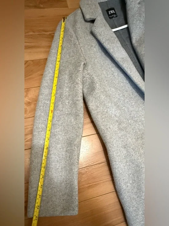 ZARA Light Gray Long Notch-Lapel Trench Coat - Size US Small - Picture 11 of 12